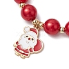 Christmas Theme ABS Plastic Imitation Pearl Link & Charm Bracelets BJEW-JB11115-3