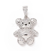 Brass Cubic Zirconia Pendants ZIRC-K089-16P-01-1