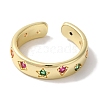 Brass Micro Pave Colorful Cubic Zirconia Open Cuff Rings for Women RJEW-C098-32G-2