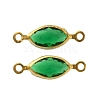 Brass Pave K9 Glass Connector Charms KK-Q059-01E-G-1