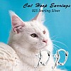 Rhodium Plated 925 Sterling Silver Cute Cat Hoop Earrings for Women JE1005A-5