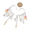 Wing Resin & Natural Quartz Crystal Points Beaded Dangle Earrings EJEW-TA00522-3