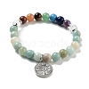 Natural Flower Amazonite Round Beaded Chakra Stretch Bracelets BJEW-K251-01A-2