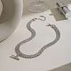 304 Stainless Steel Column Bar Pendant Mesh Chain Necklaces for Women GV4804-2-1