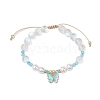 8mm Round Synthetic Moonstone & Shell Pearl Braided Bead Bracelets BJEW-JB10428-3