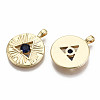 Brass Micro Pave Blue Cubic Zirconia Pendants KK-S356-218G-NF-2