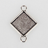 Vintage Tibetan Style Alloy Rhombus Connector Cabochon Bezel Settings X-TIBE-O001-02AS-1