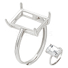 1Pc Adjustable 925 Sterling Silver Rectangle Ring Component STER-BC0003-67P-1