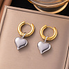 304 Stainless Steel Two Tone Heart Hoop Earrings LS-EJEW-Z097-02GP-01-1