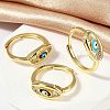 Brass Micro Pave Clear Cubic Zirconia Enamel Finger Rings for Women RJEW-L113-024G-3