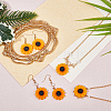 FIBLOOM Sunflower Jewelry Set with Imitation Pearl Beaded SJEW-FI0001-30-4