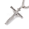 Alloy Cross with Word Inri Pendant Necklace with 201 Stainless Steel Chains for Men Women NJEW-E016-22AS-3
