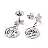 304 Stainless Steel Star with Tree Dangle Stud Earrings for Women EJEW-G328-08-3