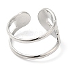 Non-Tarnish 304 Stainless Steel Double Layer Open Cuff Ring for Women RJEW-I098-27P-3