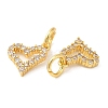 Rack Plating Brass Micro Pave Clear Cubic Zirconia Heart Charms KK-Z026-16G-2