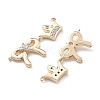 Brass Clear Cubic Zirconia Connector Charms KK-G523-09G-2