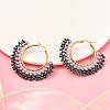 304 Stainless Steel & Bohemian Beaded Fan Hoop Earrings for Women EJEW-R001-01G-02-4