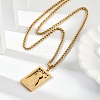 304 Stainless Steel Virgin Mary Pendant Wheat Chain Necklaces for Men NJEW-S387-09G-02-3