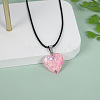 Luminous Heart with Paillette Inside Pendant Black Wax Cord Necklaces FS-WGF75A0-04-1