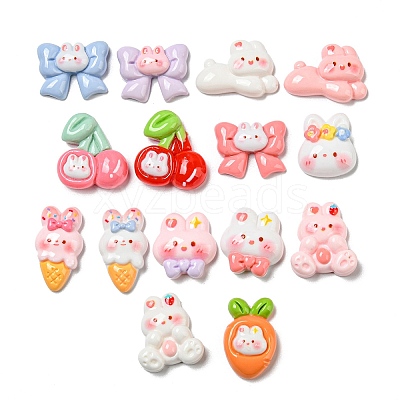 Rabbit Theme Opaque Resin Decoden Cabochons RESI-F052-B03-1