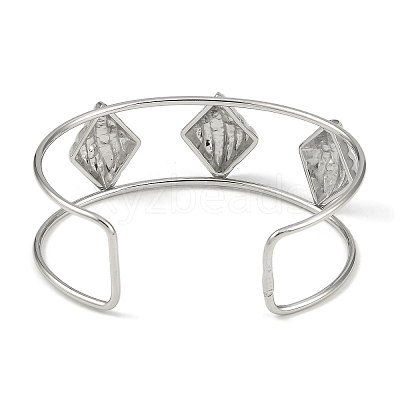 Non-Tarnish 304 Stainless Steel Wide Textured Open Cuff Bangles BJEW-Q348-05P-09-1