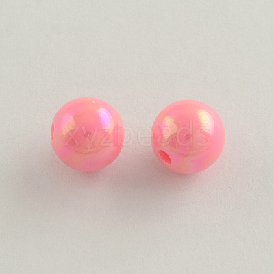 AB Color Plated Acrylic Round Beads X-SACR-Q109-10mm-07-1
