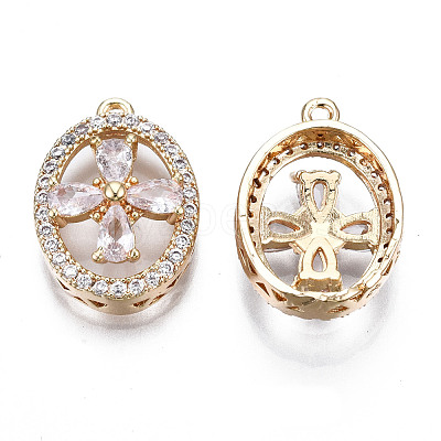 Brass Micro Pave Clear Cubic Zirconia Pendants KK-S359-106-RS-1