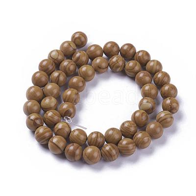 Natural Wood Lace Stone Wooden Jasper Beads Strands G-I199-17-8mm-1