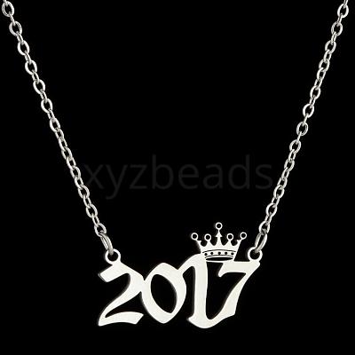 Crown Birth Year 201 Stainless Steel Pendant Necklaces for Women FS-WG4E8F2-78-1