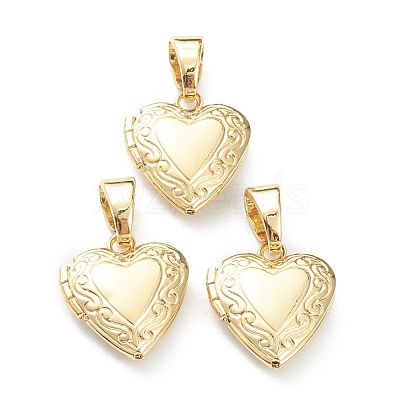 Brass Locket Pendants KK-P199-15G-1