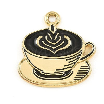Blended Coffee Alloy Enamel Pendants ENAM-B038-01G-06-1