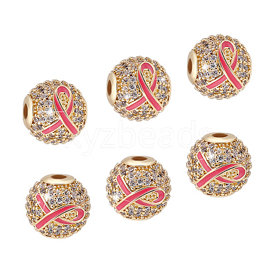 6Pcs Brass Micro Pave Cubic Zirconia Beads KK-PH0011-81-1