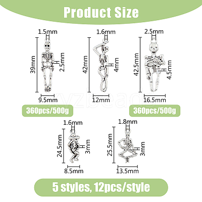 60Pcs 5 Styles Tibetan Style Alloy Pendants FIND-HY0002-80-1