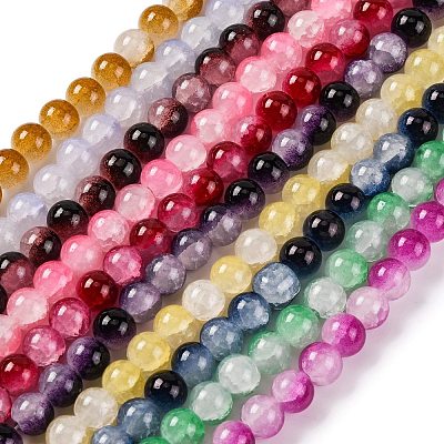 Crackle Baking Paint Imitation Jade Glass Beads Strands DGLA-T003-10mm-M-1