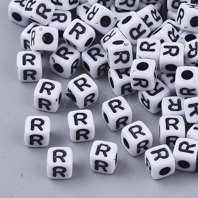 White Opaque Acrylic Beads MACR-R869-02R-1