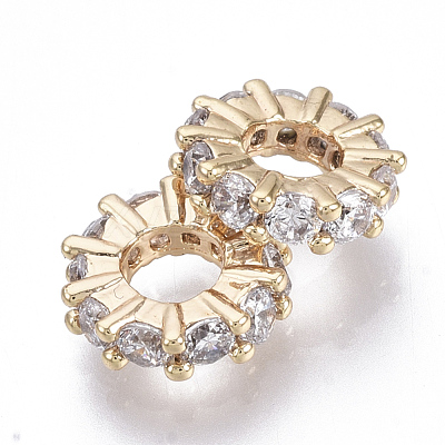 Brass Micro Cubic Zirconia Beads KK-N231-28-NF-1
