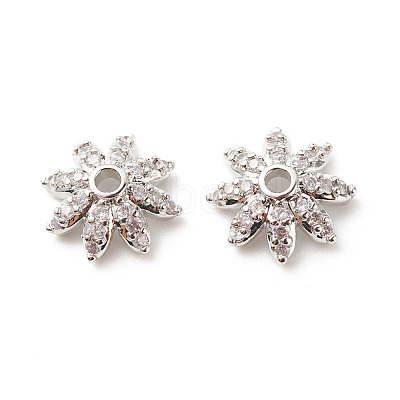 Brass Micro Pave Clear Cubic Zirconia Bead Caps KK-G420-31P-1