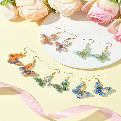 304 Stainless Steel Butterfly Dangle Earrings EJEW-FS00034-1