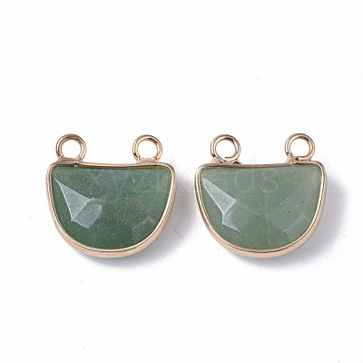Natural Green Aventurine Semi Circle Pendants G-S359-011B-1