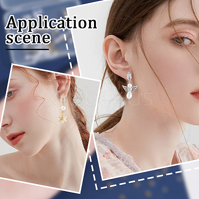8 Pairs 2 Color Flower Shape Brass Cubic Zirconia Stud Earring Findings KK-CN0003-21-1