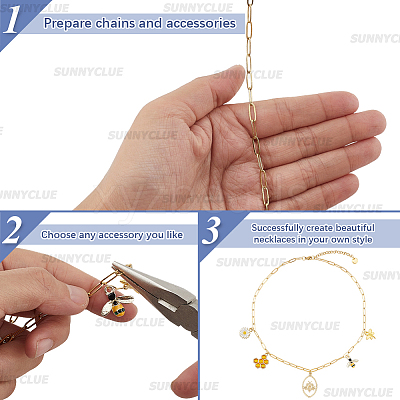 6Pcs 2 Colors 304 Stainless Steel Paperclip Chain Necklaces NJEW-SC0001-58A-1