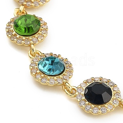 Brass Micro Pave Cubic Zirconia Link & Charm Bracelets BJEW-K261-01G-1