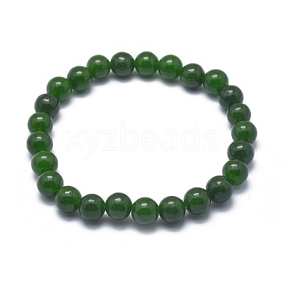 Natural TaiWan Jade Bead Stretch Bracelets X-BJEW-K212-B-019-1