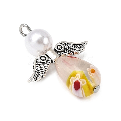 Handmade Millefiori Glass Pendants PALLOY-JF04573-01-1