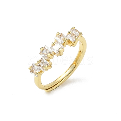 Adjustable Brass Micro Pave Cubic Zirconia Finger Rings RJEW-C163-26B-G-1