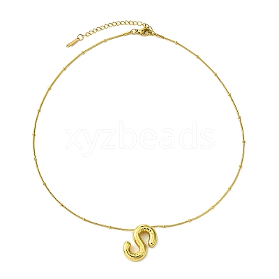 Ion Plating(IP) Initial Letter 304 Stainless Steel Pendant Necklace NJEW-R265-05G-S-1
