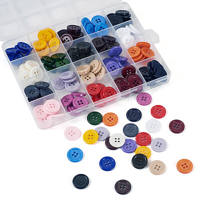 160Pcs 20 Colors 4-Hole Resin Buttons BUTT-TA0001-29C-1