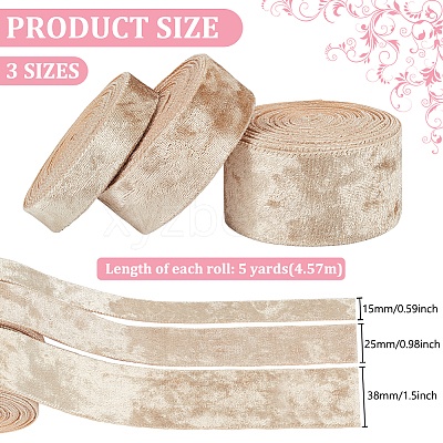 15 Yards 3 Styles Polyester Single Face Velvet Ribbons SRIB-BC0001-31A-1