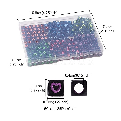 210Pcs 6 Colors Opaque White Acrylic European Beads MACR-YW0002-75B-1