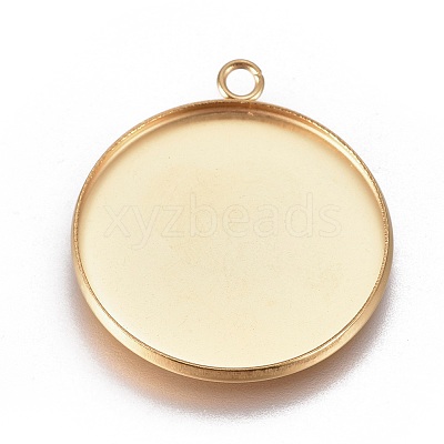 Ion Plating(IP) 304 Stainless Steel Pendant Cabochon Settings X-STAS-G127-13-25mm-G-1